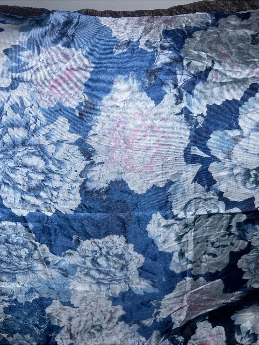 Calvin Klein Blue Floral Oversized Scarf Wrap 67.5” Watercolor Print